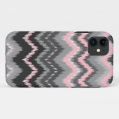 ピンクおよび灰色のイカットシェブロン Case-Mate iPhoneケース (裏面(横))