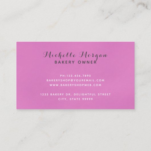 ピンクおよび灰色のカップケーキの名刺 名刺 (裏面)