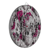 ピンクおよび灰色のグランジな溶けるスカル ダーツボード (正面左)