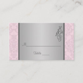 ピンクおよび灰色のダマスク織、バレエのスリッパの座席表 プレイスカード