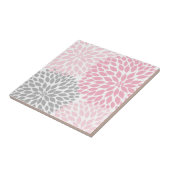 ピンクおよび灰色のダリアのアクセントの芸術のタイル タイル (側面)