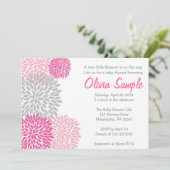 ピンクおよび灰色のダリアのベビーシャワーの招待状 招待状 (スタンド正面)