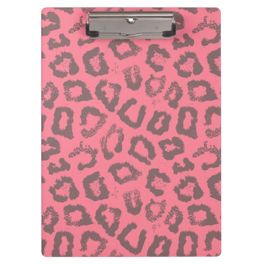 ピンクおよび灰色のヒョウのチータのアニマルプリント クリップボード (正面)