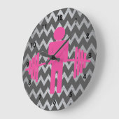 ピンクおよび灰色のフィットネスの重量挙げの時計 ラージ壁時計 (傾斜)