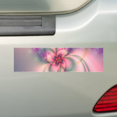 ピンクおよび灰色の花 バンパーステッカー (車上)