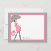 ピンクおよび灰色の買物客のベビーシャワーの招待状 招待状 (裏面)