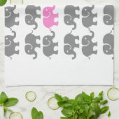 ピンクおよび灰色象の芸術 キッチンタオル (折り畳み)