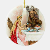 ピンクおよび獣の美しい セラミックオーナメント (裏面)