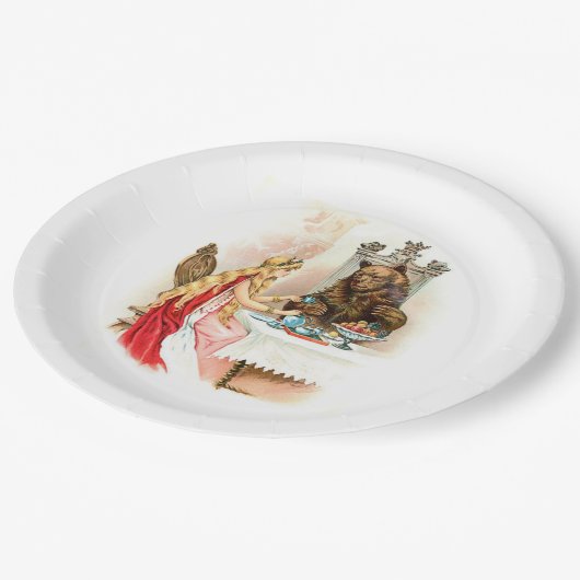 ピンクおよび獣の美しい ペーパープレート (アングル)