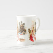 ピンクおよび獣の美しい ボーンチャイナマグカップ (正面右)