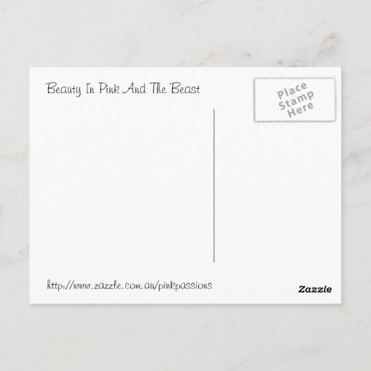 ピンクおよび獣の美しい ポストカード (裏面)