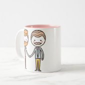 ピンクおよび白いゲイプライドのバレンタインデーのマグ ツートーンマグカップ (正面左)