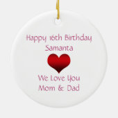 ピンクおよび白いシェブロンの菓子16のオーナメント セラミックオーナメント (裏面)