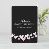 ピンクおよび白いハートのひものSweet sixteen 招待状 (スタンド正面)