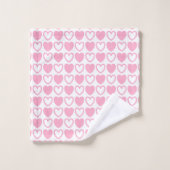 ピンクおよび白いハート バスタオルセット (ウォッシュタオル)