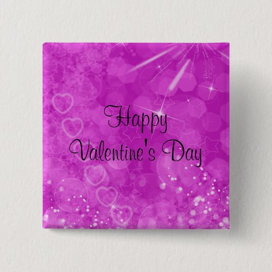 ピンクおよび白いバレンタインのデザイン 缶バッジ (正面)