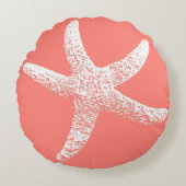 ピンクおよび白いヒトデの円形の枕 ラウンドクッション (正面)