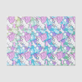 ピンクおよび白いユニコーンパターンデザイン 薄葉紙