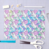 ピンクおよび白いユニコーンパターンデザイン 薄葉紙 (クラフト)