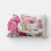 ピンクおよび白いヴィンテージのバラ ランバークッション (裏面)