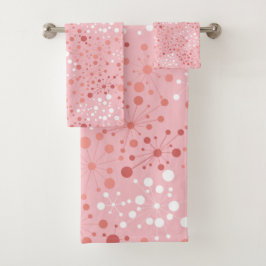 ピンクおよび白い世紀半ばのレトロのモダンなスターバスト バスタオルセット