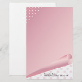 ピンクおよび白い水玉模様のカスタムの文房具 便箋 (正面/裏面)
