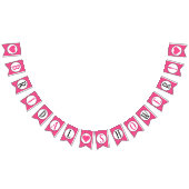 ピンクおよび白い水玉模様のハートのブライダルシャワー バンティングフラッグ (全)