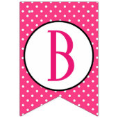 ピンクおよび白い水玉模様のハートのブライダルシャワー バンティングフラッグ (第2の旗)