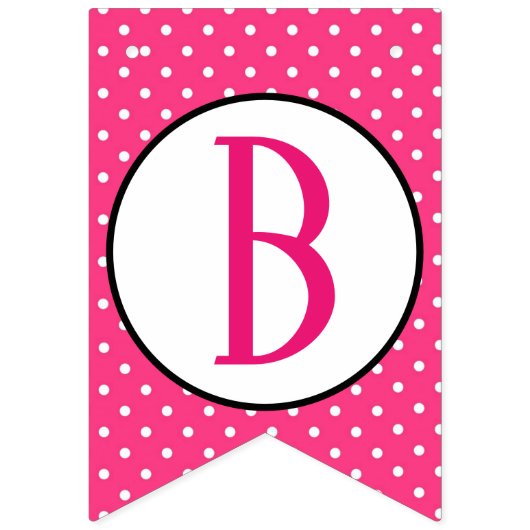 ピンクおよび白い水玉模様のハートのブライダルシャワー バンティングフラッグ (第2の旗)