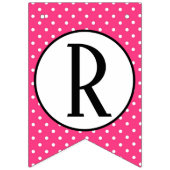 ピンクおよび白い水玉模様のハートのブライダルシャワー バンティングフラッグ (第3の旗)