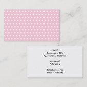 ピンクおよび白い水玉模様パターン 名刺 (正面/裏面)