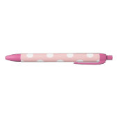ピンクおよび白い水玉模様パターン 黒ボールペン (ボトム)
