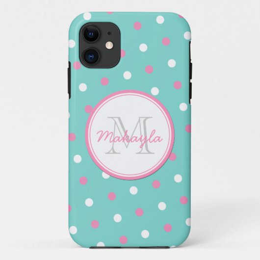 ピンクおよび白い水玉模様 Case-Mate iPhoneケース (裏面)