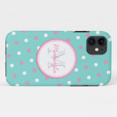 ピンクおよび白い水玉模様 Case-Mate iPhoneケース (裏面(横))