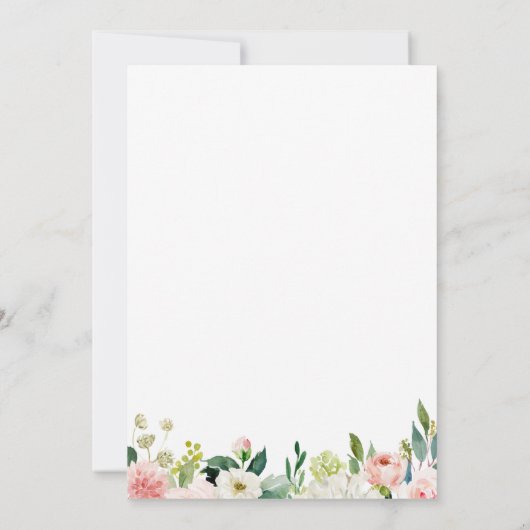 ピンクおよび白い花のリハーサルの夕食の招待状 招待状 (裏面)