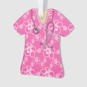 ピンクおよび白い花の医学はごしごし洗います オーナメント (正面)