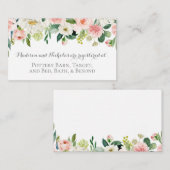 ピンクおよび白い花の登録の挿入物カード 名刺 (正面/裏面)