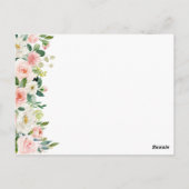 ピンクおよび白い花の結婚式のアドバイスカード ポストカード (裏面)