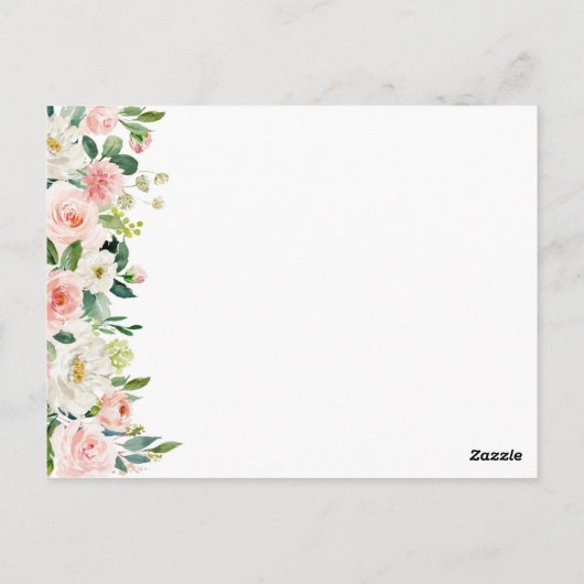 ピンクおよび白い花の結婚式のアドバイスカード ポストカード (裏面)