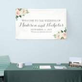 ピンクおよび白い花の結婚式の旗の装飾 横断幕 (トレードショー)