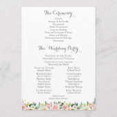 ピンクおよび白い花の結婚式プログラムプログラム・カード プログラム (裏面)