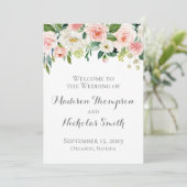 ピンクおよび白い花の結婚式プログラムプログラム・カード プログラム (スタンド正面)