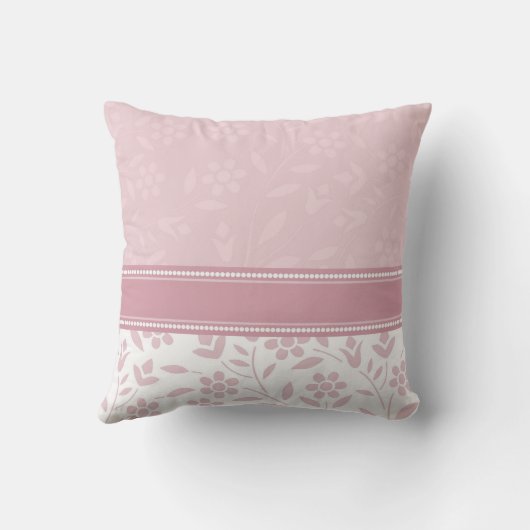ピンクおよび白い花の装飾的な枕 クッション (裏面)