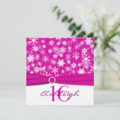 ピンクおよび白い雪片の第16誕生日の招待状 招待状 (スタンド正面)
