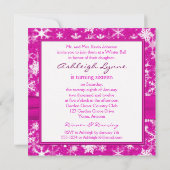 ピンクおよび白い雪片の第16誕生日の招待状 招待状 (裏面)