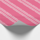 ピンクおよび白のストライプのお祝い ラッピングペーパー (角)