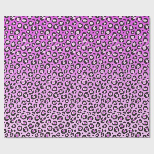 ピンクおよび白のOldschoolのヒョウのプリント ラッピングペーパー (フラット)