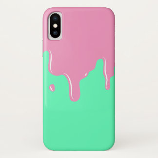 ピンクおよび真新しい粘着物の点滴注入のiPhone Xの場合 iPhone X ケース