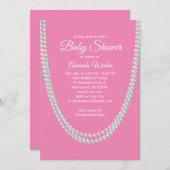 ピンクおよび真珠のベビーシャワーの招待状 招待状 (正面/裏面)