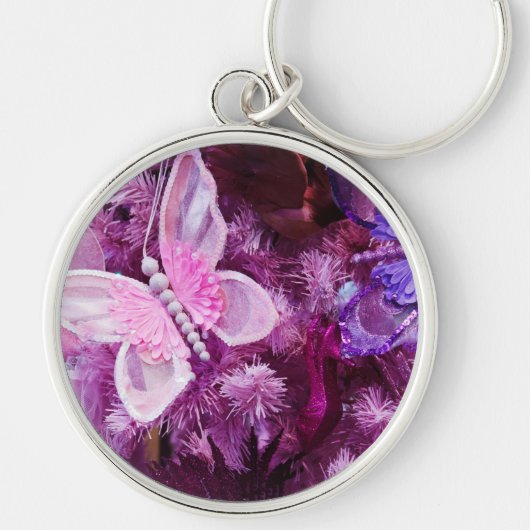 ピンクおよび紫色のクリスマス キーホルダー (正面)